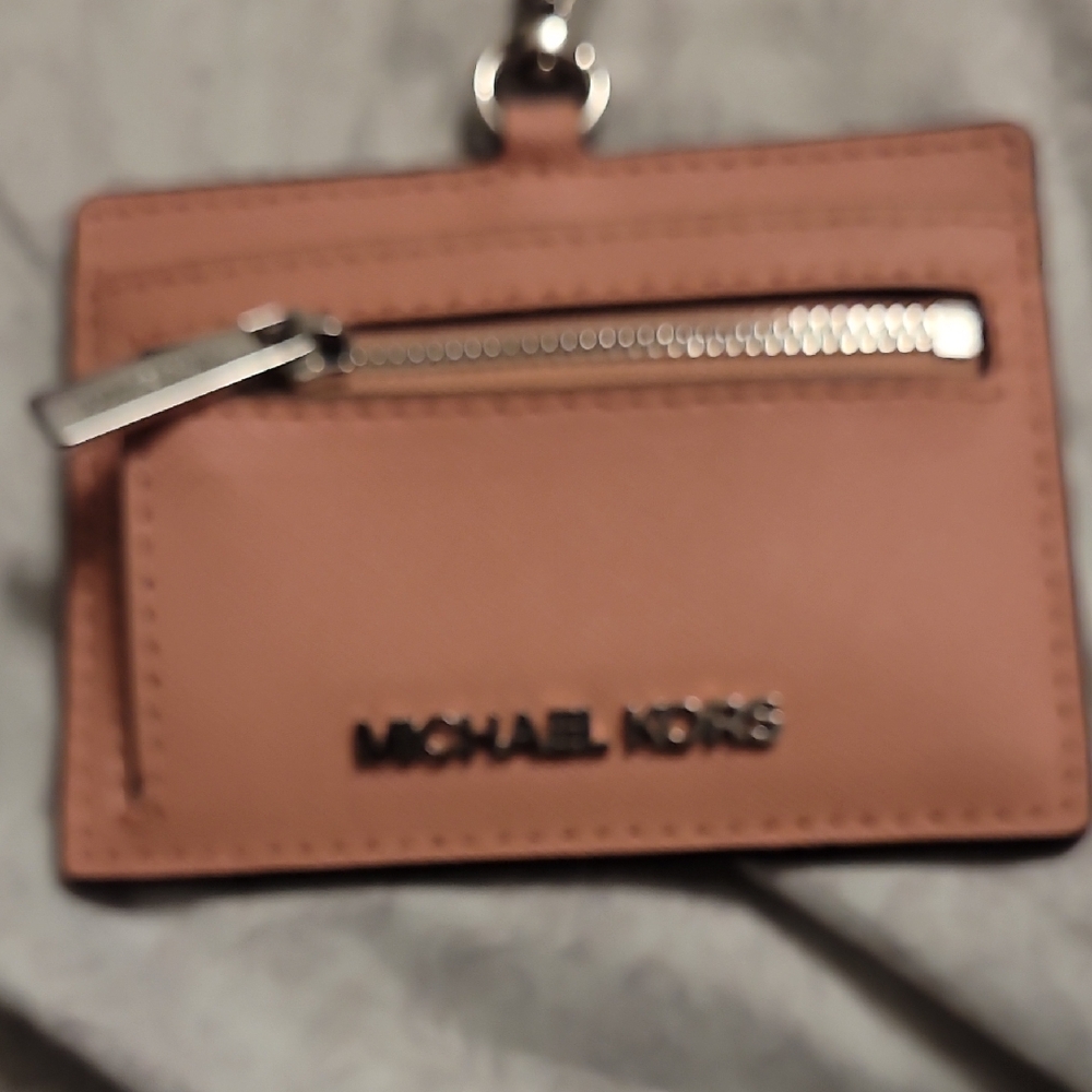 Michael Kors Blush Card Holder with Silver Zipper